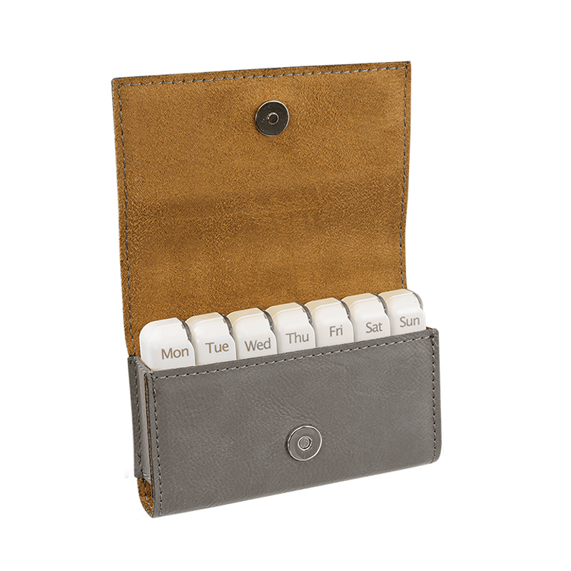 9 3/4' x 2 1/2' Laserable Leatherette Pill Box