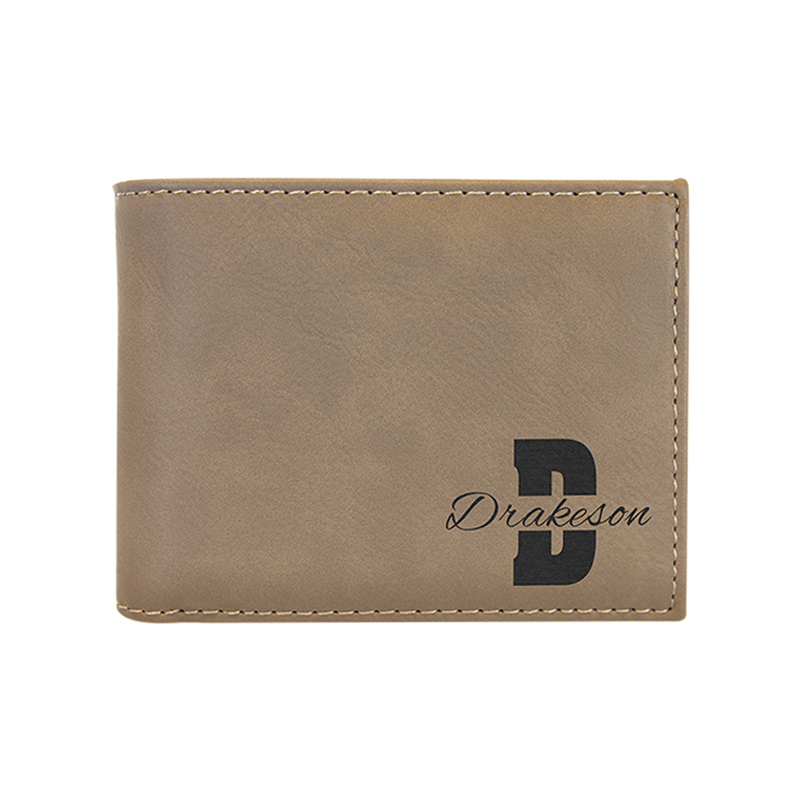 Laserable Leatherette Bi-Fold Wallet w/Flip ID Display