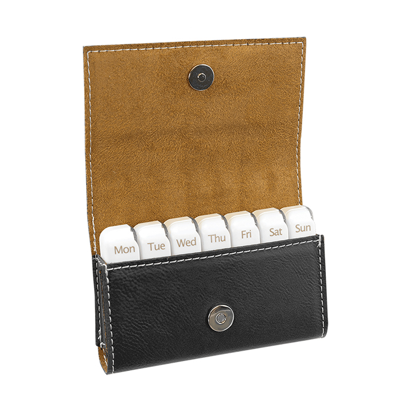 9 3/4' x 2 1/2' Laserable Leatherette Pill Box