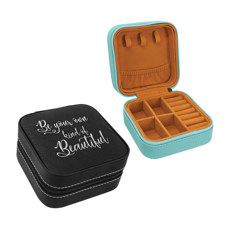 4×4 Laserable Leatherette Travel Jewelry Box na may Itim na Lining 4×4 Laserable Leatherette Travel Jewelry Box na may Itim na Lining