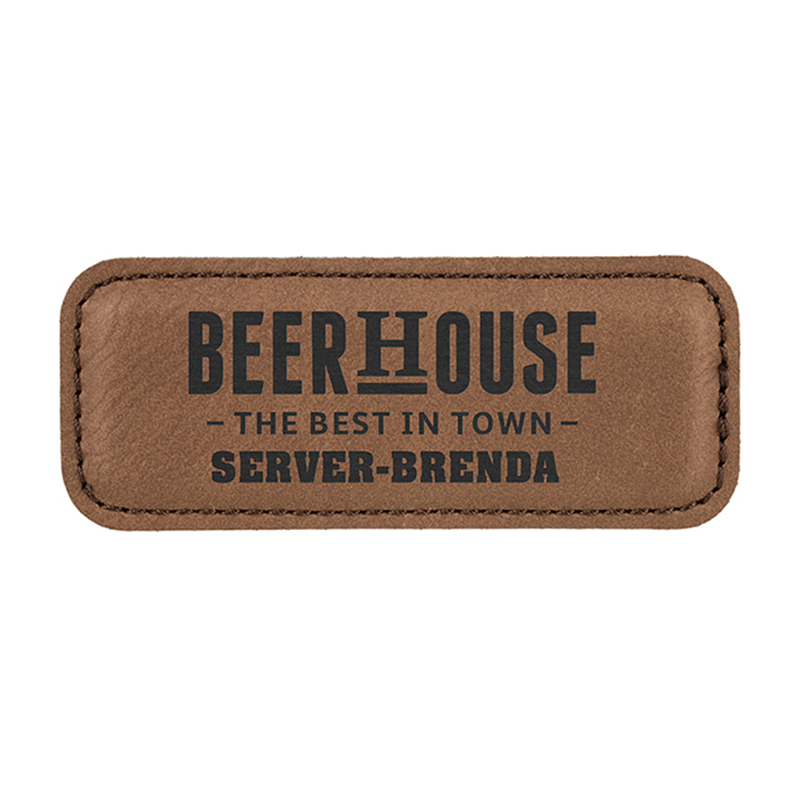 Leatherette Small Rectangle Names Badges
