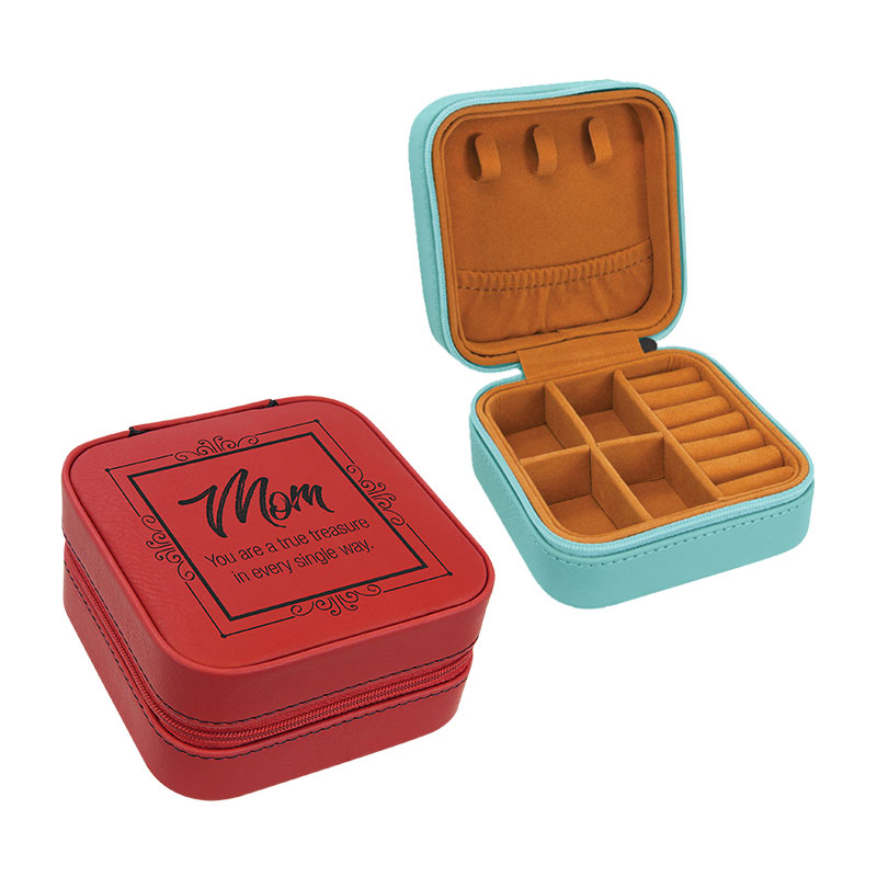 4×4 Laserable Leatherette Travel Jewelry Box na may Itim na Lining 4×4 Laserable Leatherette Travel Jewelry Box na may Itim na Lining