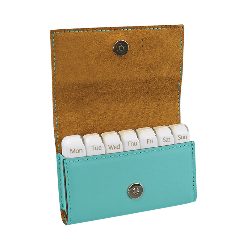 9 3/4' x 2 1/2' Laserable Leatherette Pill Box