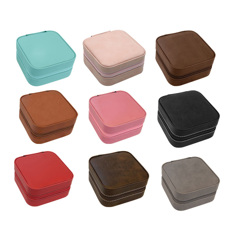 4×4 Laserable Leatherette Travel Jewelry Box na may Itim na Lining 4×4 Laserable Leatherette Travel Jewelry Box na may Itim na Lining