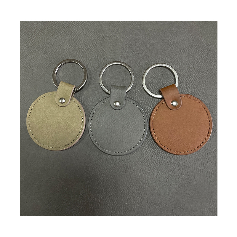 Laserable Leatherette Round Keychain na may Oiled Edge Laserable Leatherette Round Keychain na may Oiled Edge