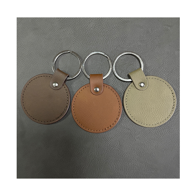 Laserable Leatherette Round Keychain na may Oiled Edge Laserable Leatherette Round Keychain na may Oiled Edge