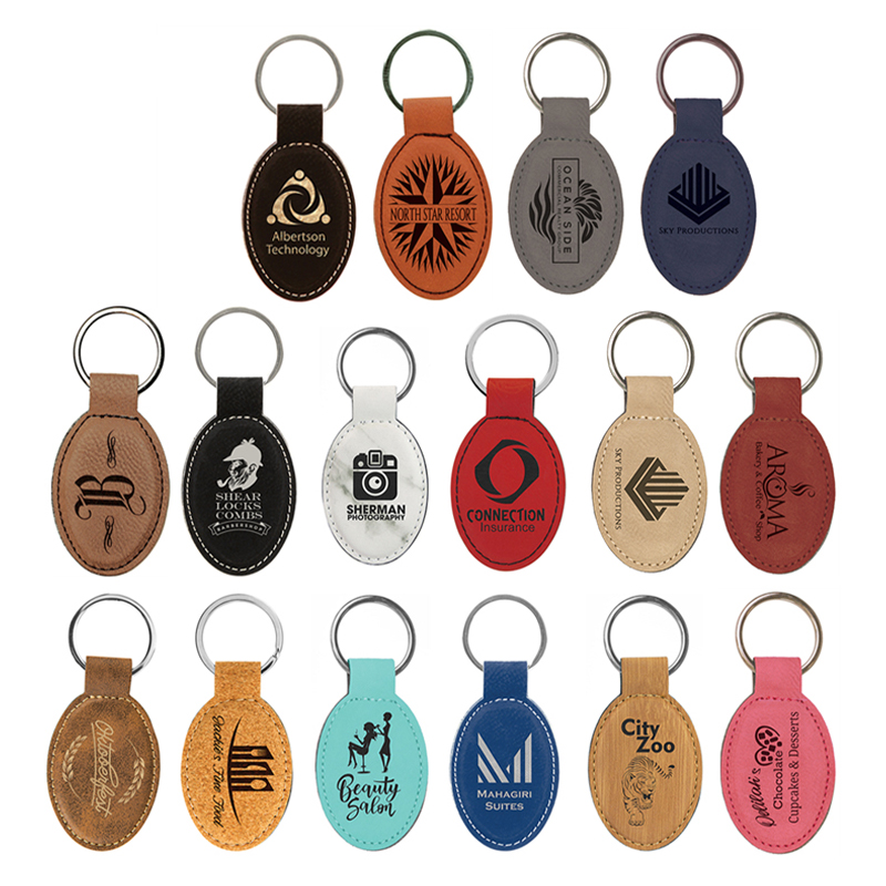 Laserable Leatherette Oval Keychain Laserable Leatherette Oval Keychain