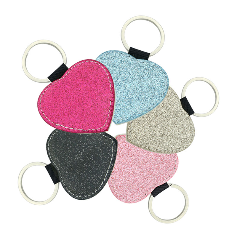 Sublimation Glittering Leatherette Heart Keychain - Single Sided Printing Sublimation Glittering Leatherette Heart Keychain - Single Sided Printing
