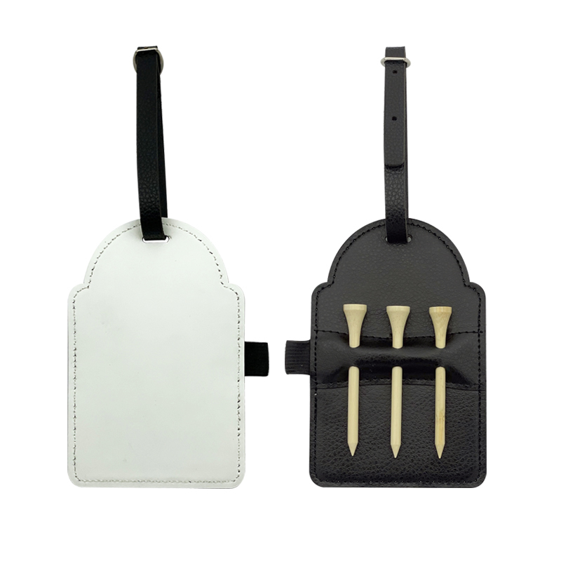 Sublimation Leatherette Golf Bag Tag na may 3 Wooden Tee