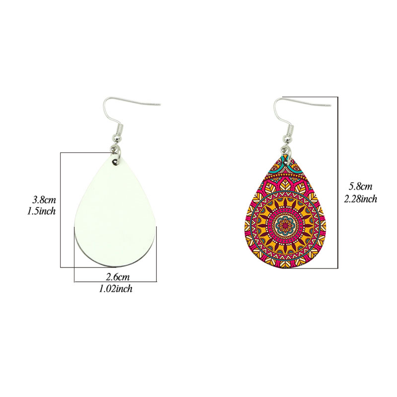 Sublimation PU Leather Earring Drop Shape (pares)