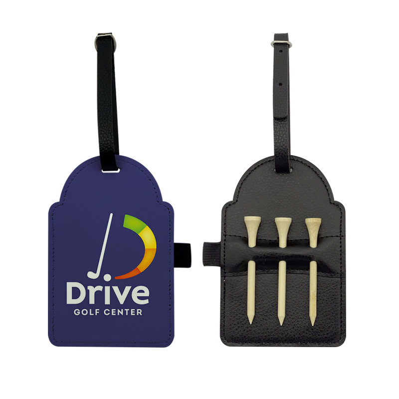 Sublimation Leatherette Golf Bag Tag na may 3 Wooden Tee