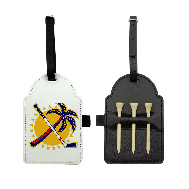 Sublimation Leatherette Golf Bag Tag na may 3 Wooden Tee