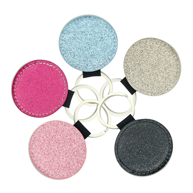 Sublimation Glittering Leatherette Round Keychain - Single Sided Printing Sublimation Glittering Leatherette Round Keychain - Single Sided Printing