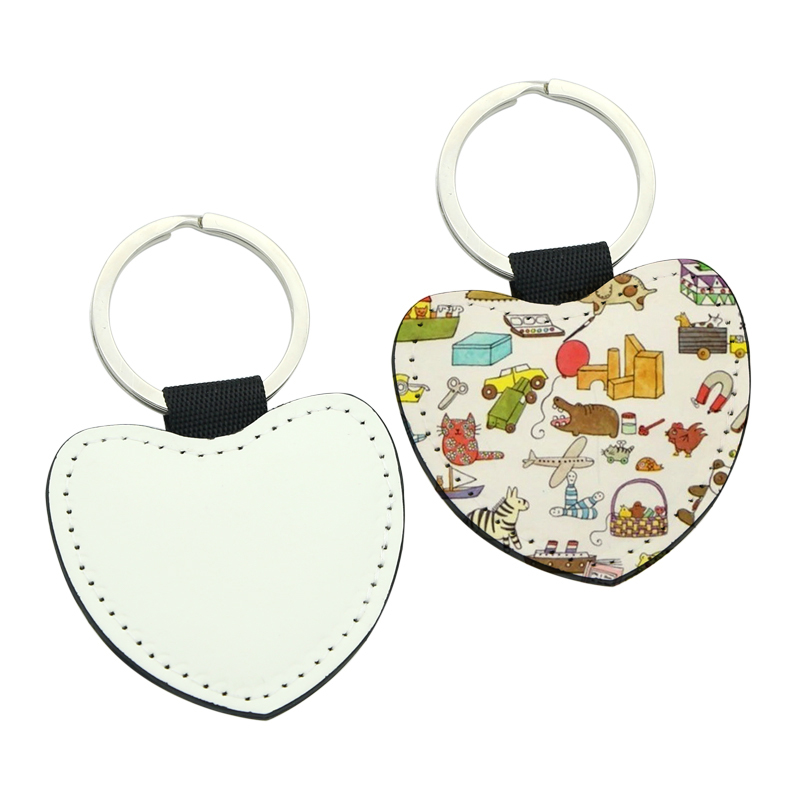 Sublimation PU Leather Heart Keyring - Double Sided Printing