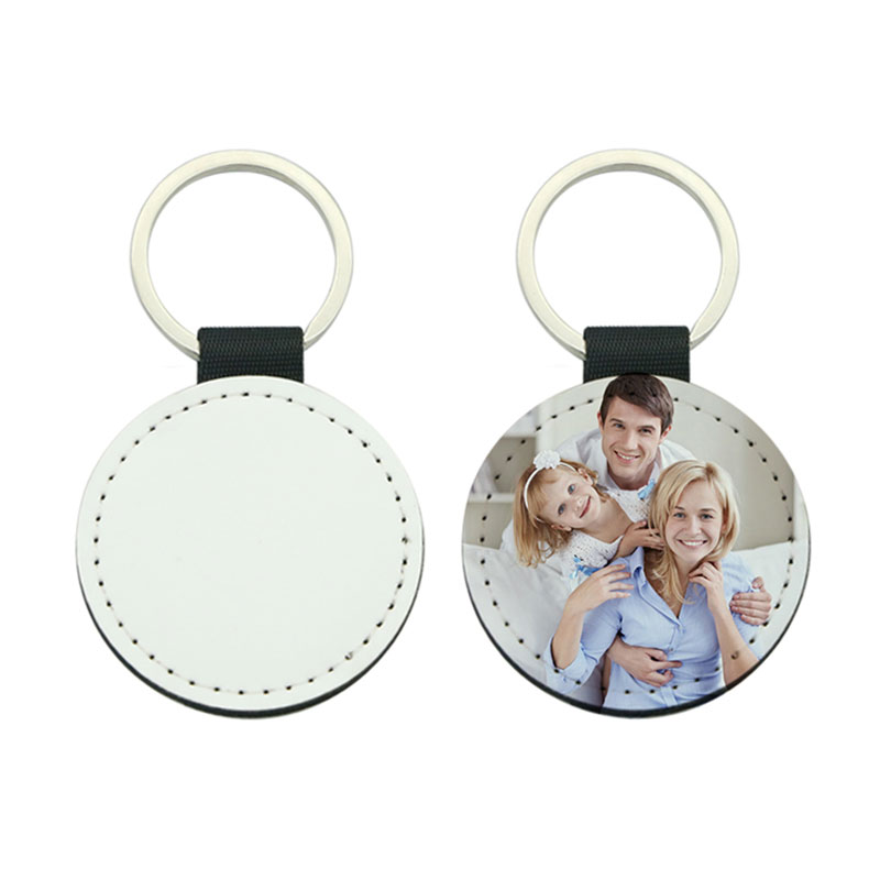 Sublimation PU Leather Round Keyring - Single Sided Printing