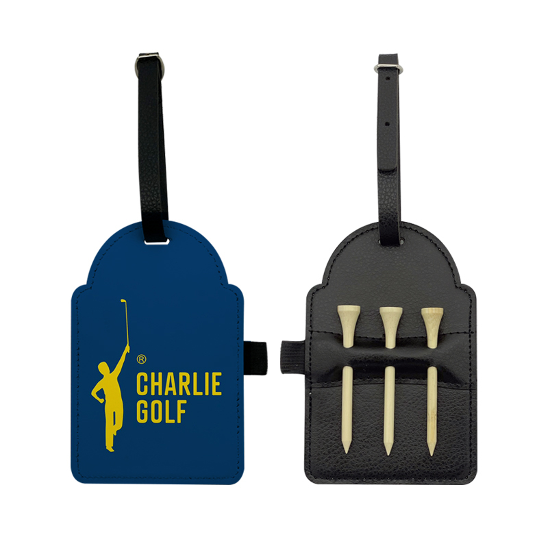 Sublimation Leatherette Golf Bag Tag na may 3 Wooden Tee