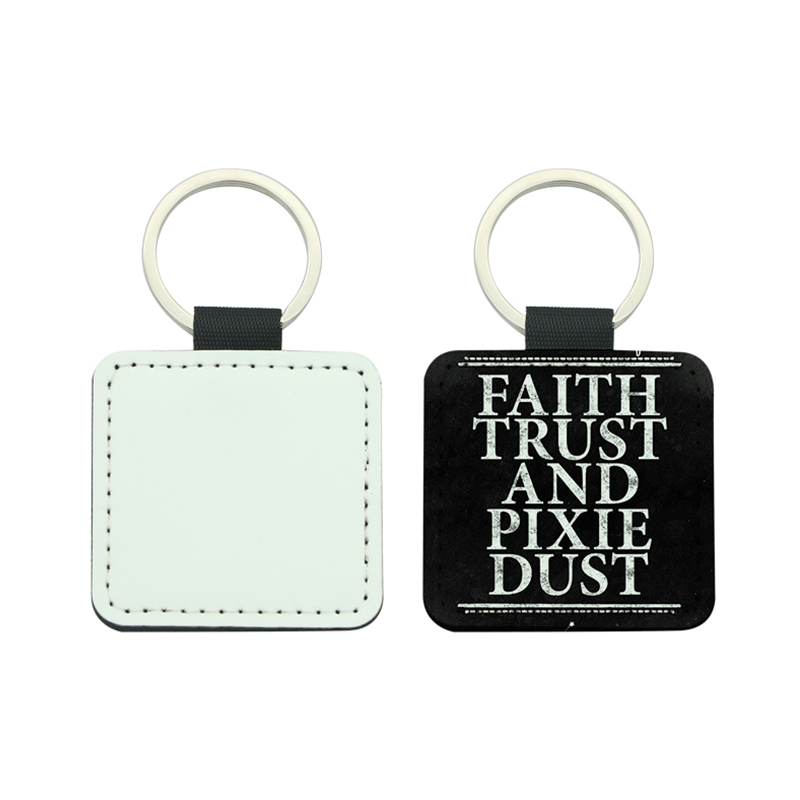 Sublimation PU Leather Square Keyring - Single Sided Printing