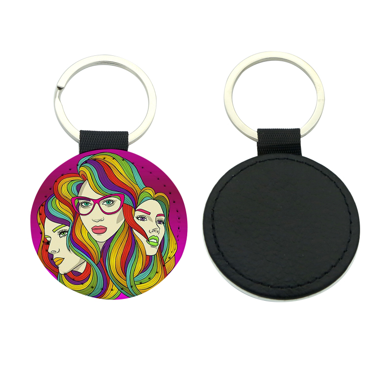 Sublimation PU Leather Round Keyring - Single Sided Printing