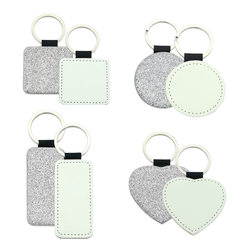 Sublimation Glittering Leatherette Round Keychain - Single Sided Printing Sublimation Glittering Leatherette Round Keychain - Single Sided Printing