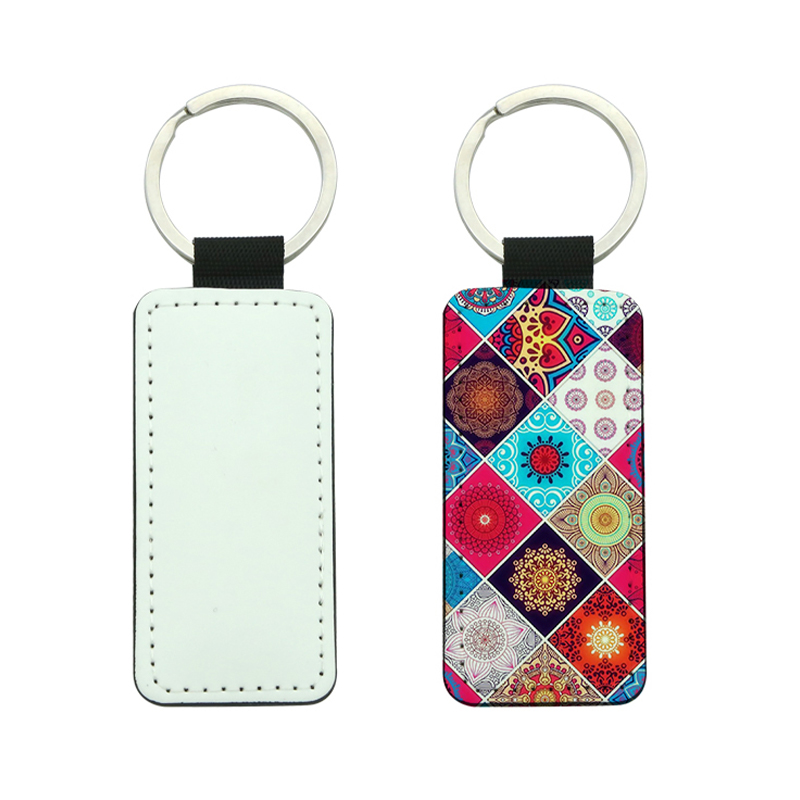 Sublimation PU Leather Rectangle Keyring - Double Sided Printing