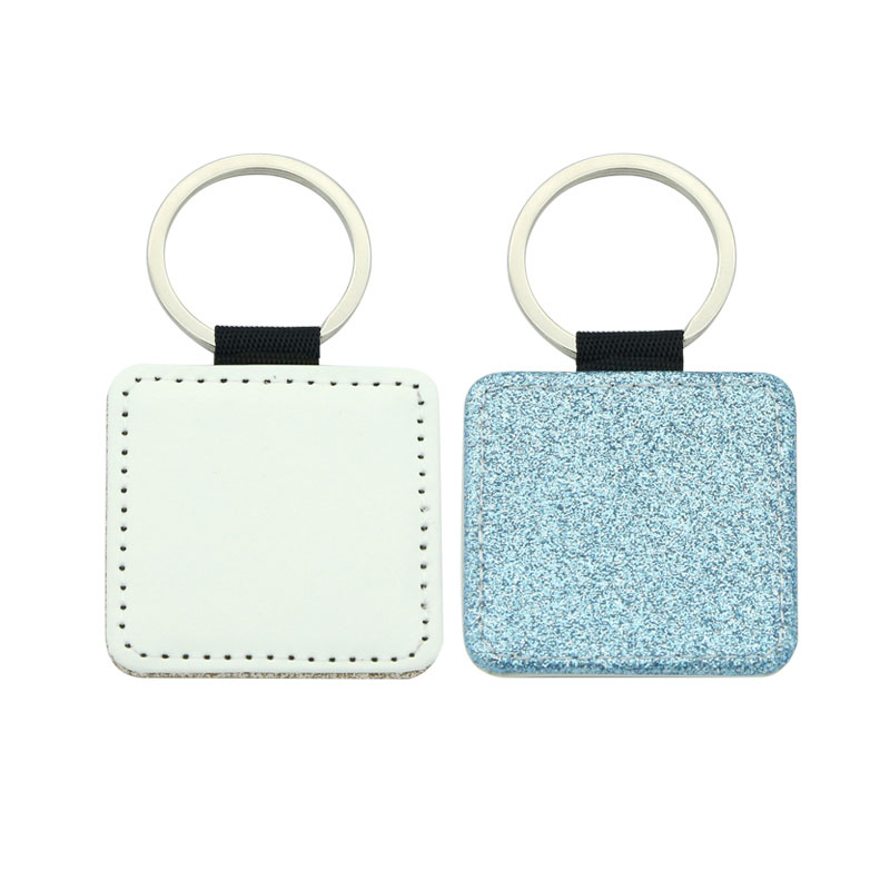 Sublimation Glittering Leatherette Square Keychain - Single Sided Printing