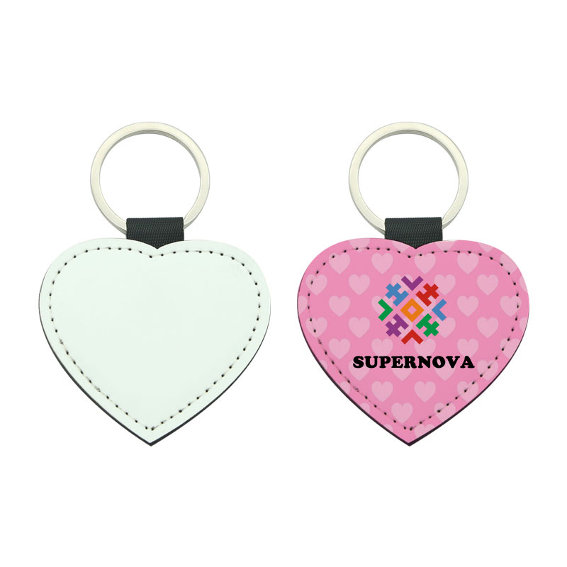 Sublimation PU Leather Heart Keyring - Single Sided Printing Sublimation PU Leather Heart Keyring - Single Sided Printing