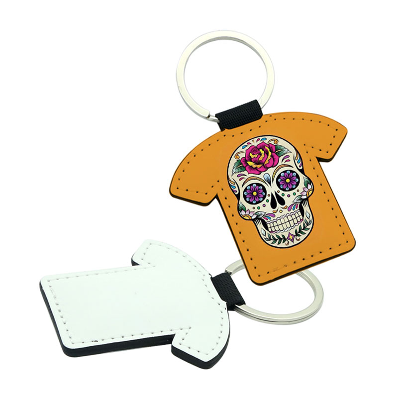 Sublimation PU Leather T-shirt Shape Keyring - Double Sided Printing Sublimation PU Leather T-shirt Shape Keyring - Double Sided Printing