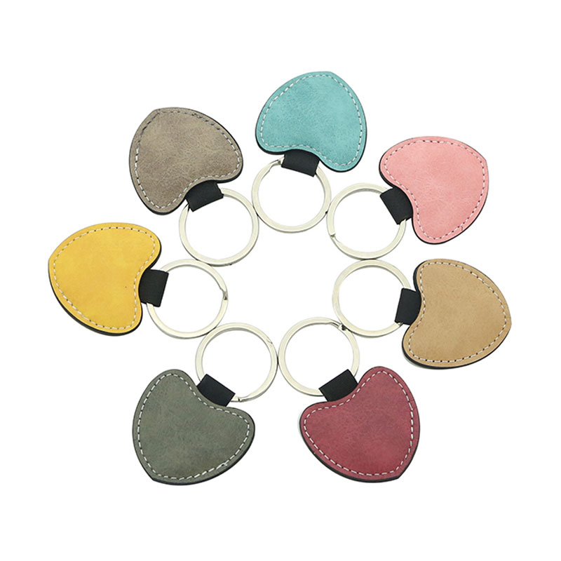 Sublimation PU Leather Heart Keyring - Single Sided Printing Sublimation PU Leather Heart Keyring - Single Sided Printing