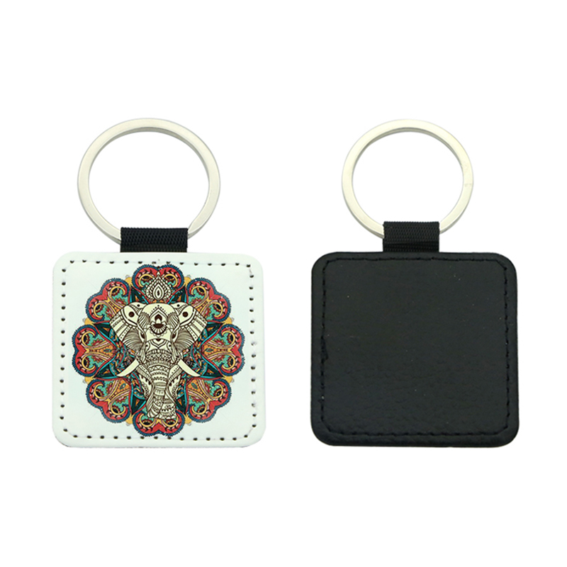 Sublimation PU Leather Square Keyring - Single Sided Printing