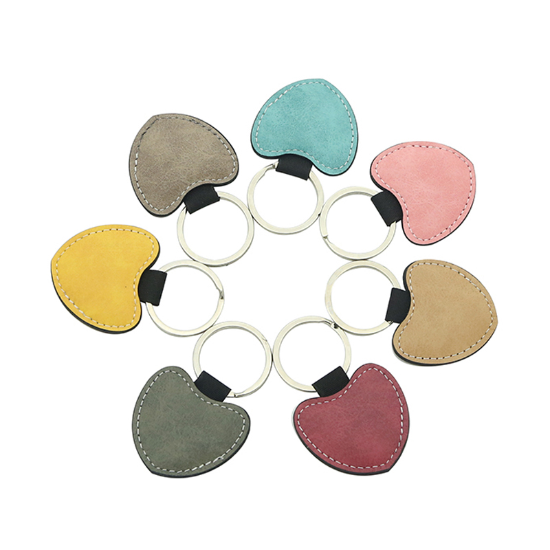 Sublimation PU Leather Heart Keyring - Double Sided Printing