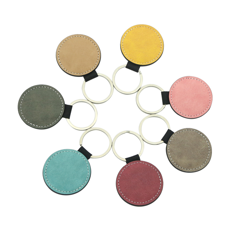 Sublimation Pu Leather Round Keyring - Double Sided Printing
