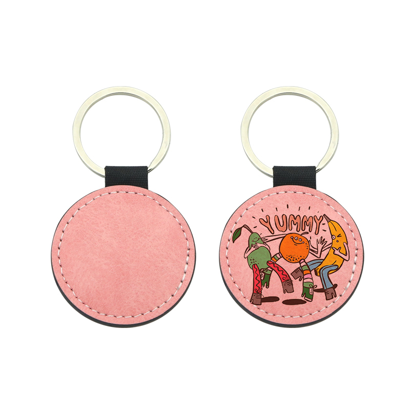 Sublimation PU Leather Round Keyring - Single Sided Printing