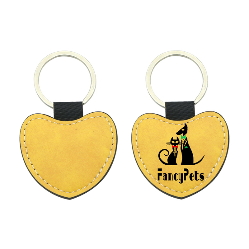 Sublimation PU Leather Heart Keyring - Double Sided Printing