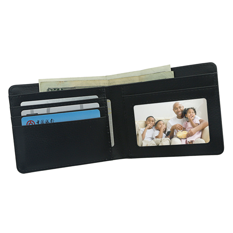 Men's Sublimation Leatherette Bi-Fold Wallet na may Photo Window