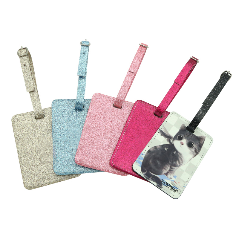 Sublimation Glitter Leather Luggage Tag-Single Side Printable