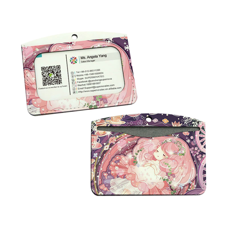 Sublimation Leatherette ID Badge Holder - Pahalang na Double Card Layer