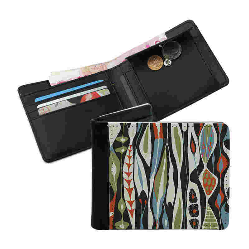 Men's Sublimation Leatherette Bifold Wallet na may Coin Pocket