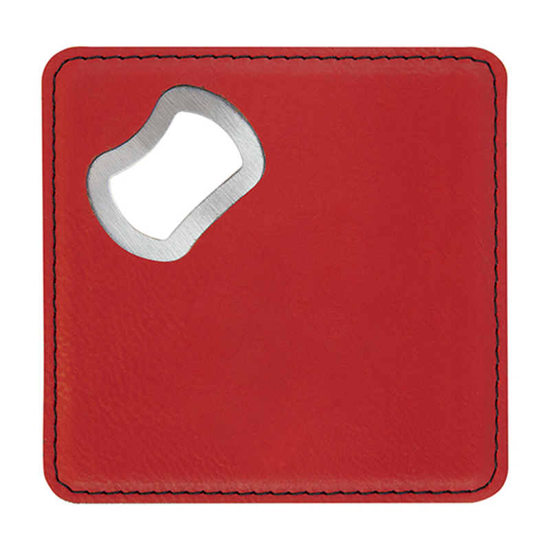 Laserable Leatherette Coaster na may Bottle Opener Laserable Leatherette Coaster na may Bottle Opener