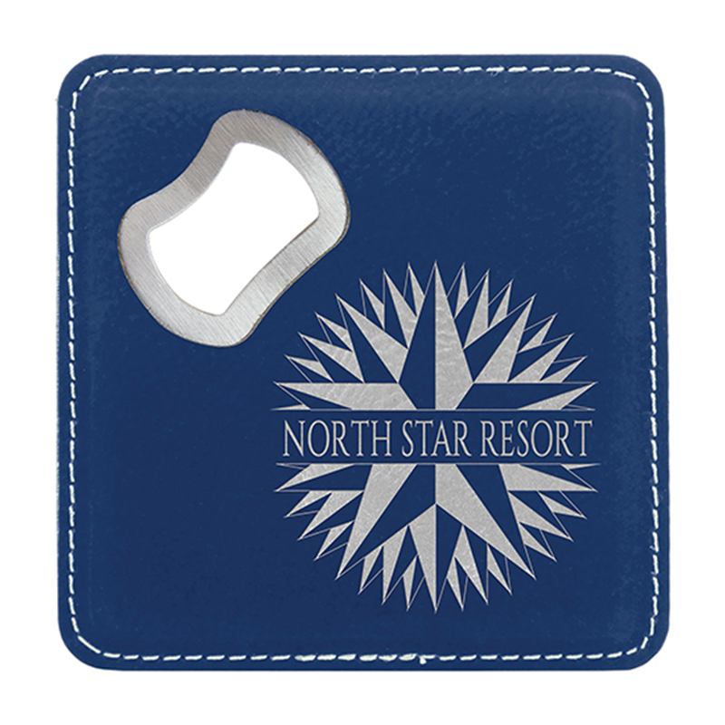 Laserable Leatherette Coaster na may Bottle Opener Laserable Leatherette Coaster na may Bottle Opener