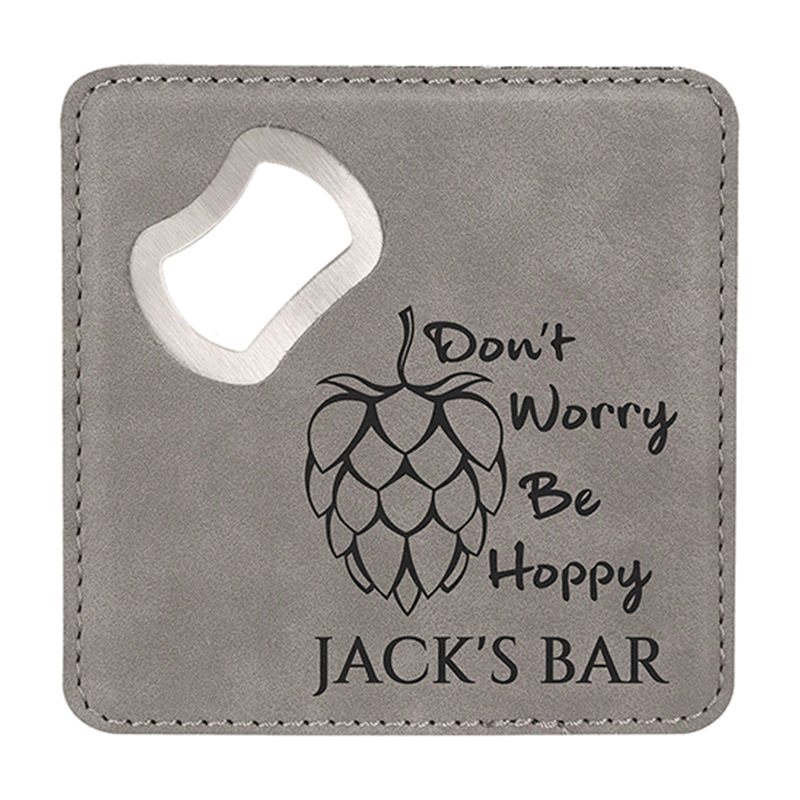Laserable Leatherette Coaster na may Bottle Opener Laserable Leatherette Coaster na may Bottle Opener