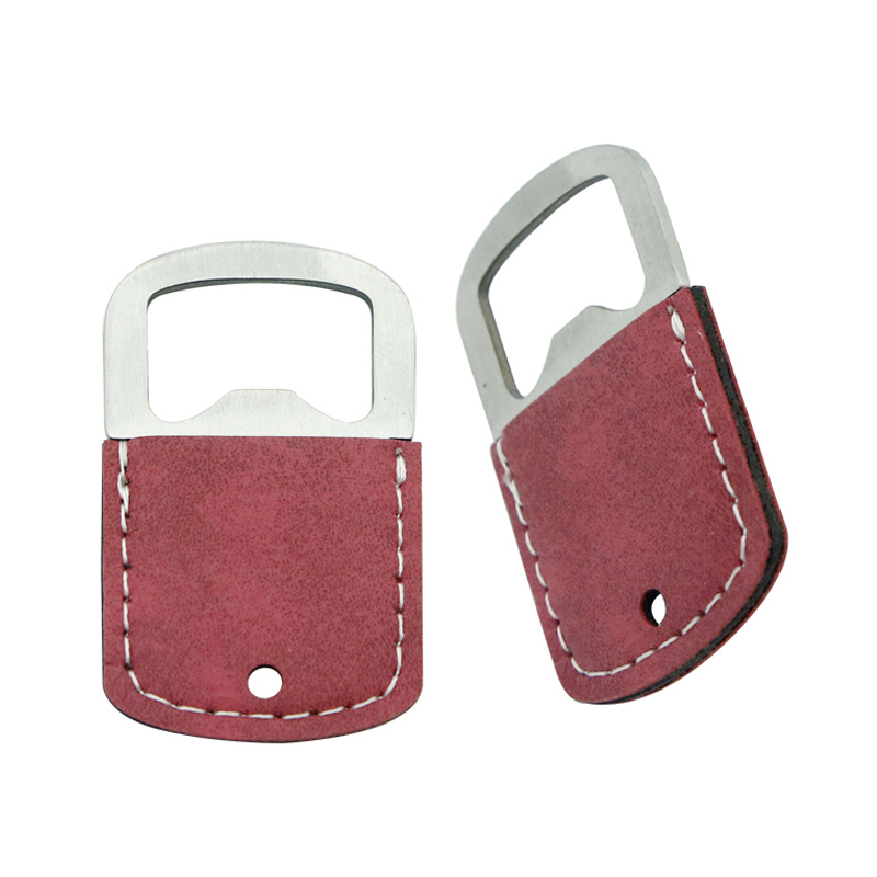 Sublimation Leatherette Stainless Steel Bottle Opener Keychain