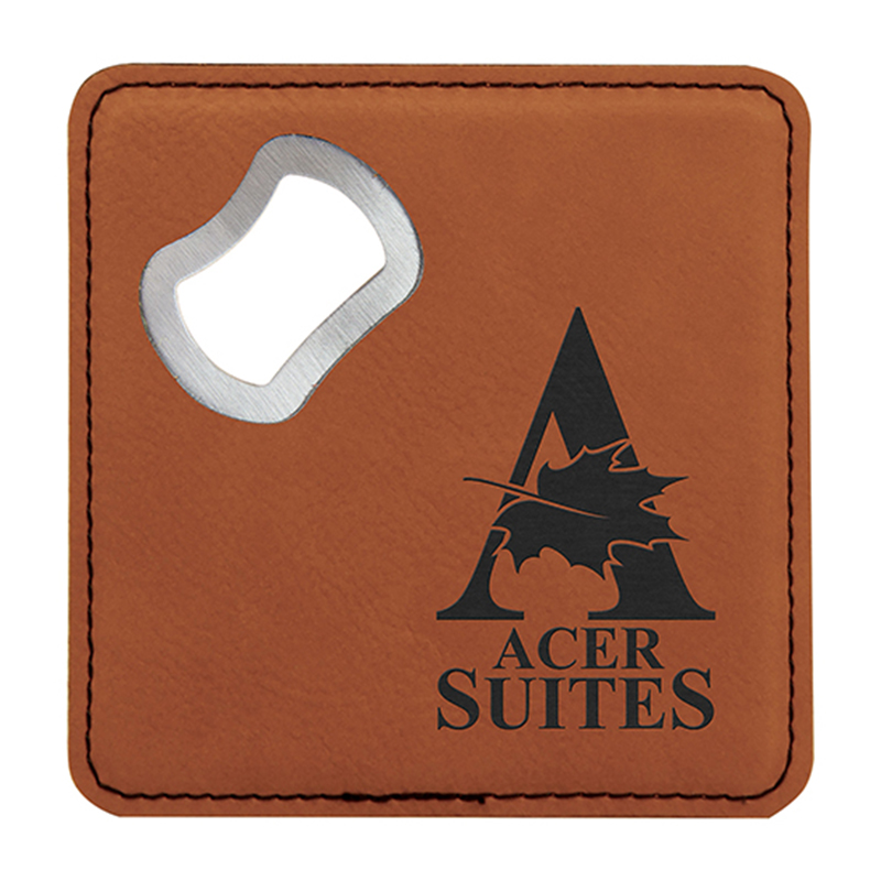 Laserable Leatherette Coaster na may Bottle Opener Laserable Leatherette Coaster na may Bottle Opener