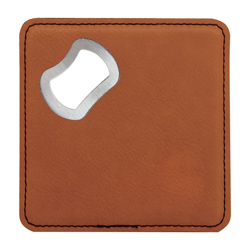 Laserable Leatherette Coaster na may Bottle Opener Laserable Leatherette Coaster na may Bottle Opener