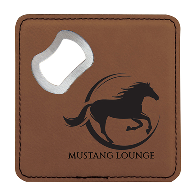 Laserable Leatherette Coaster na may Bottle Opener Laserable Leatherette Coaster na may Bottle Opener