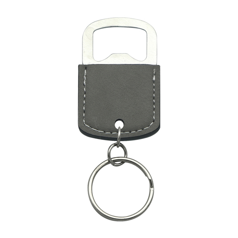 Laserable Leatherette Oval Bottle Opener Keychain