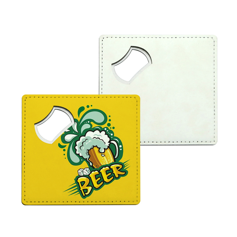 Sublimation Leatherette Stainless Steel Bottle Opener Coaster