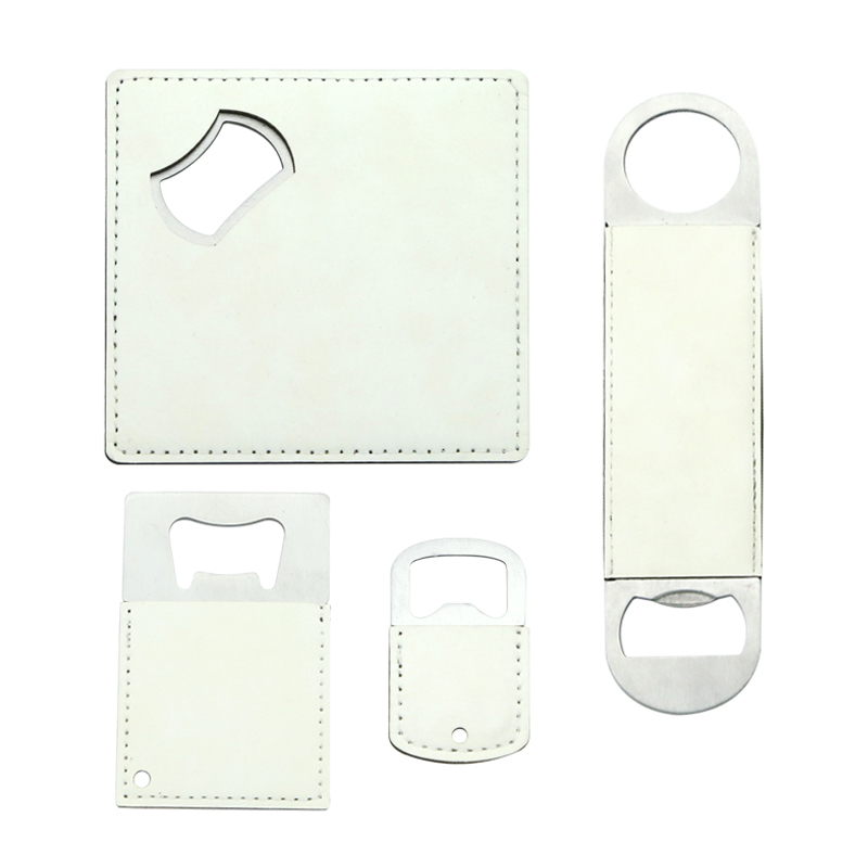 Sublimation Leatherette Stainless Steel Bottle Opener Keychain