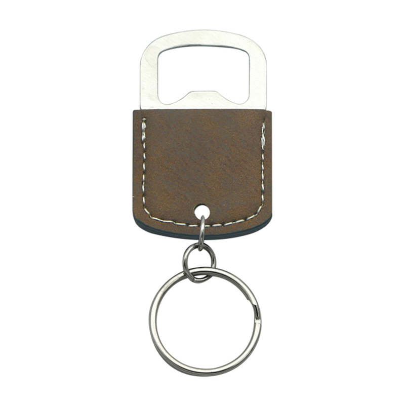 Laserable Leatherette Oval Bottle Opener Keychain