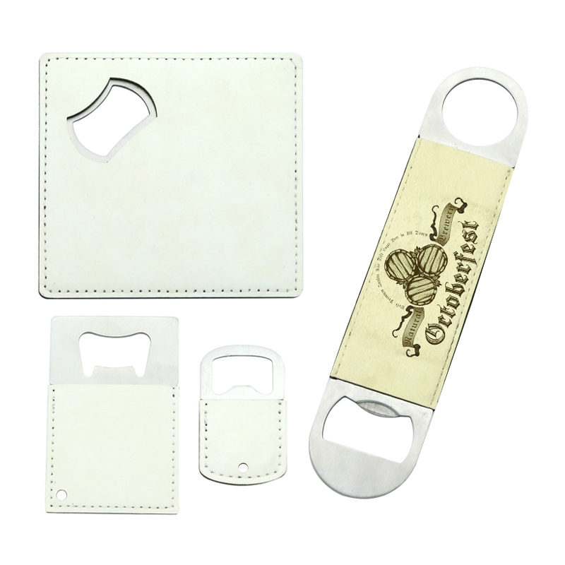 Sublimation Leatherette Stainless Steel Bottle Opener Keychain