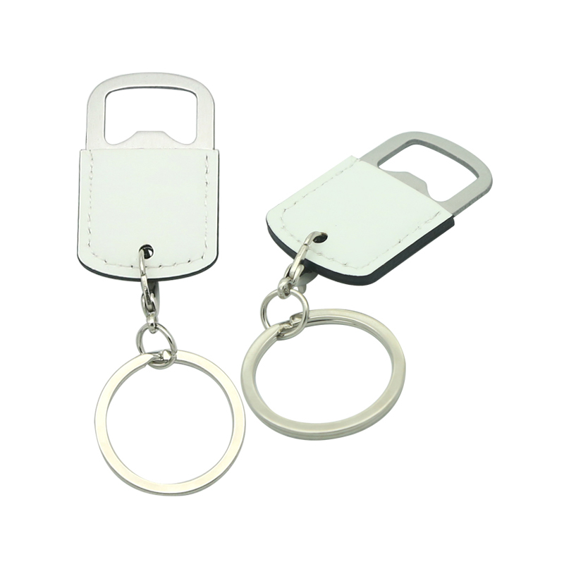 Sublimation Leatherette Stainless Steel Bottle Opener Keychain
